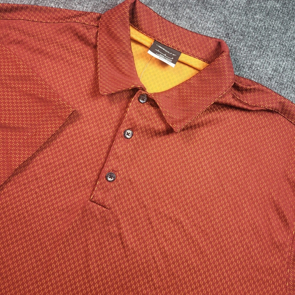 Nike Golf Mens Large Fit Dry UV Protective Polo Shirt Burnt Orange Textured NWT